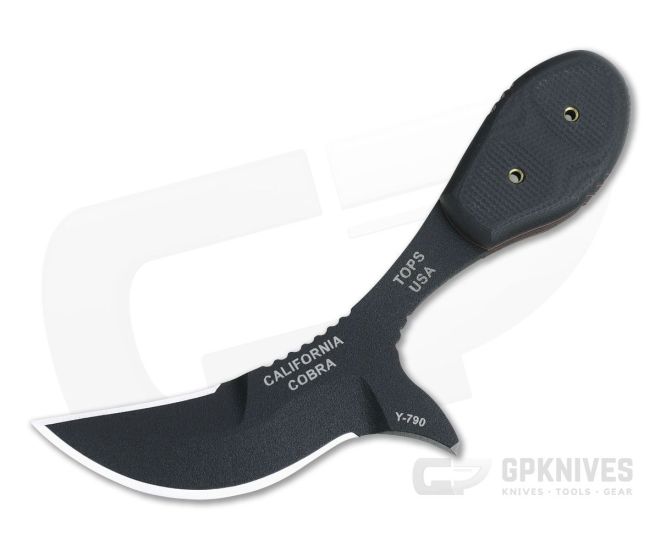 TOPS Knives California Cobra Black 1095 Black G10 Double Edge Neck Knife CALCO-01 - TP-CALCO-01