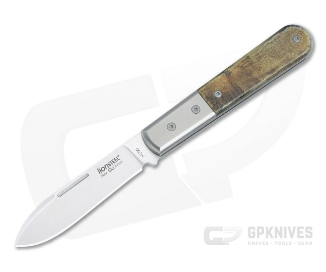 LionSteel Roundhead Barlow Ram Horn Slip Joint M390 Spearpoint CK0111-RM - LS-CK0111-RM