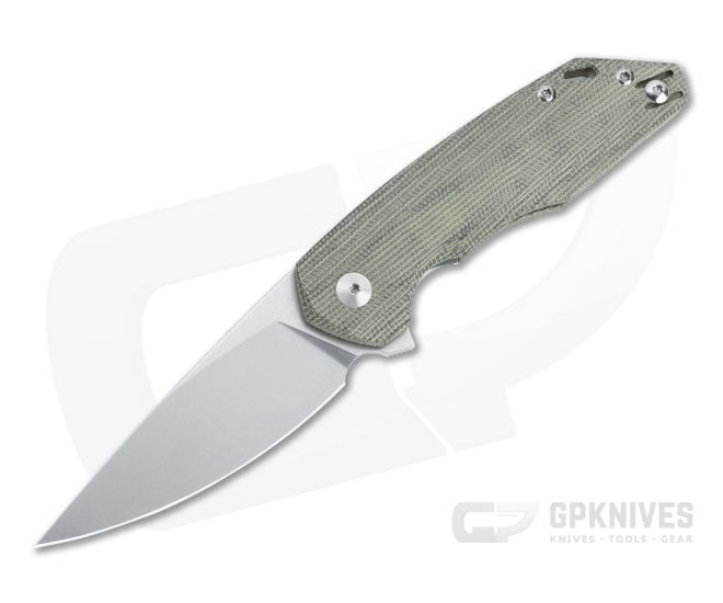 GiantMouse ACE Corta Stonewashed M390 Green Canvas Micarta Liner Lock Flipper - GM-CORTA-GRN