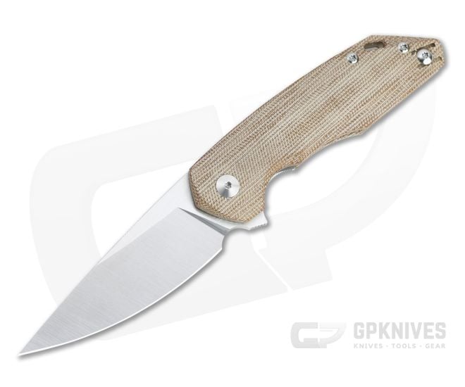 GiantMouse ACE Corta Satin M390 Natural Canvas Micarta Liner Lock Flipper - GM-CORTA-NAT