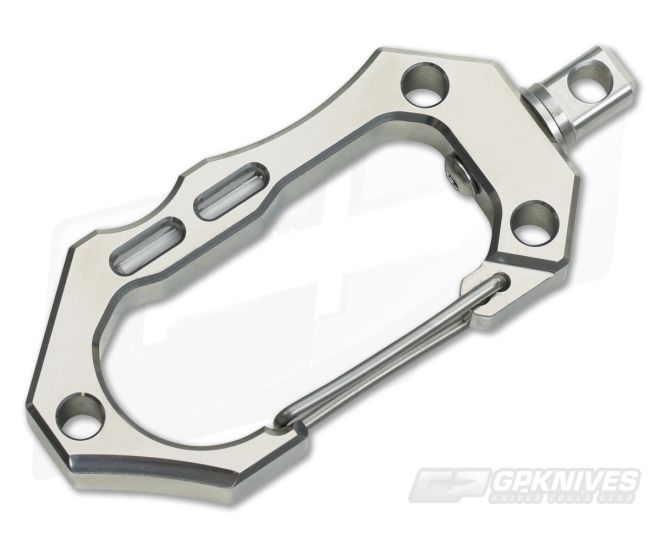 Tuff-Writer Satin Titanium Carabiner SS Swivel Blue Glow Insert - TW-CRB-011
