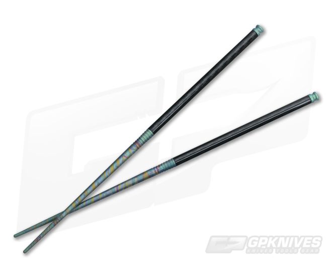 Spartan Chopstick Set Green Multicolor Titanium & Carbon Fiber - SB-CSGM