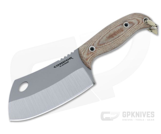 Condor Tool & Knife Primal Cleaver Natural Canvas Micarta Fixed Blade Knife 2011-4HC - CTK-2011-4HC