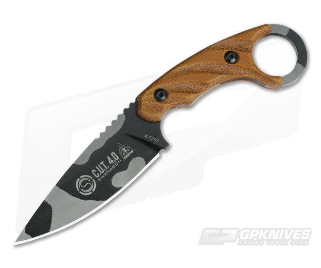 TOPS Knives C.U.T. 4.0 Camo Finish Combat Utility Tool Fixed Knife CUT-40 - TP-CUT-40-CAMO