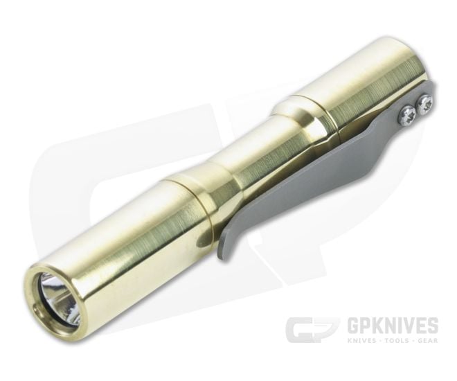CWF Micro Click Machined Satin Brass Click 4000k LED Custom Flashlight - CWF-CWF013