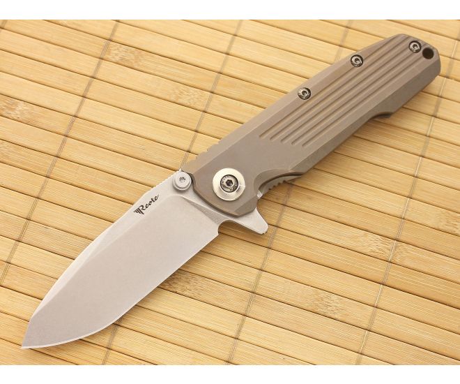 Reate Knives District 9-A Bronze Spear Titanium Flipper S35VN - RK-D9-A