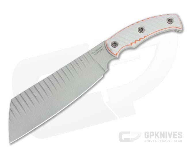RMJ Tactical Da Choppa Explore More Edition Gray 80CrV2 Gray and Orange G10 Fixed Blade - RMJ-DC-EM