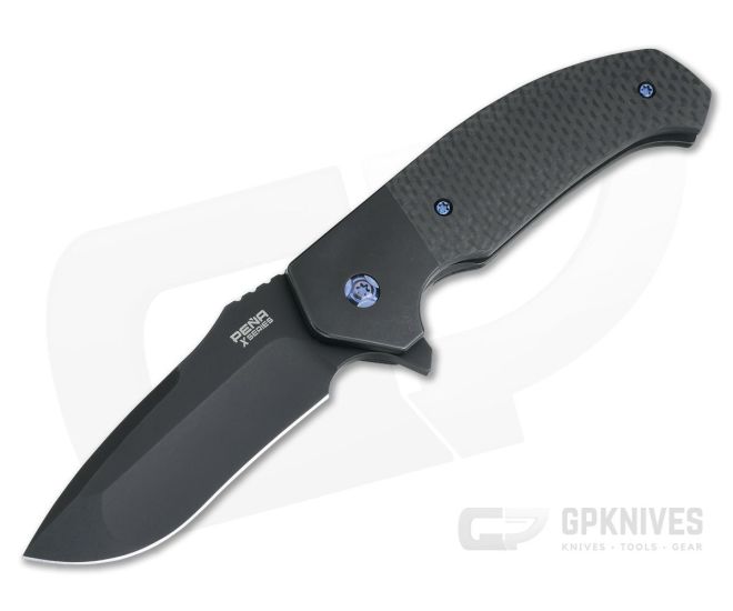 Pena Knives X Series Mini Diesel Flipper Carbon Fiber PVD Bolsters M390 - PK-DFT-CF-PVD
