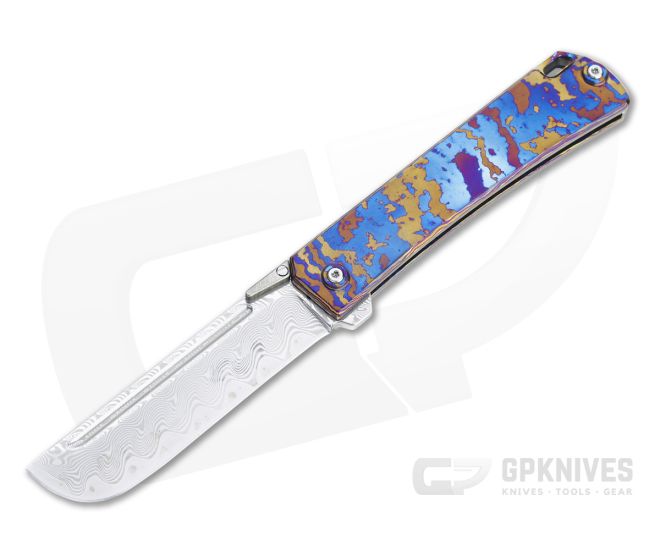 D Rocket Design Jupiter EDC Damacore Alien Camo Timascus Reverse Liner Button Lock Folder 0042 - DRD-0042