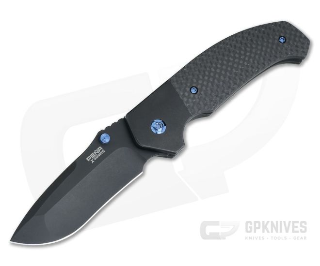 Pena Knives X Series Mini Diesel Thumb Stud Carbon Fiber PVD Bolsters M390 - PK-DTS-CF-PVD