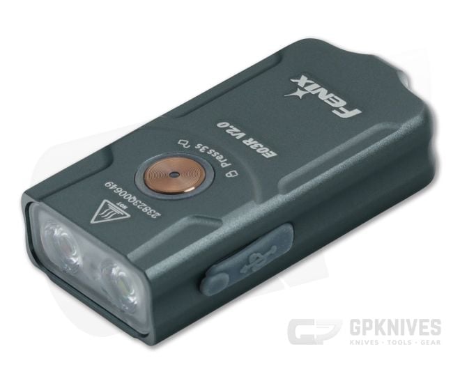 Fenix E03R V2.0 Gray Rechargeable Keychain Flashlight - FF-E03RV2GY