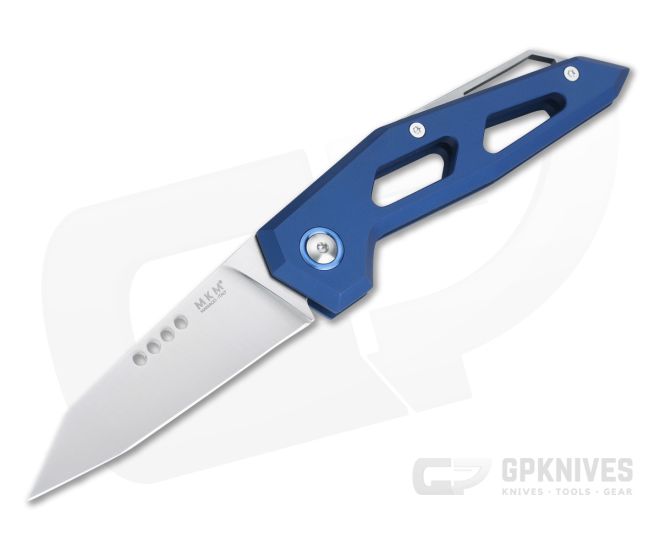 MKM Edge Reverse Tanto Satin M390 Blue Aluminum Slip Joint Folder EG-ABL - MKM-EG-ABL
