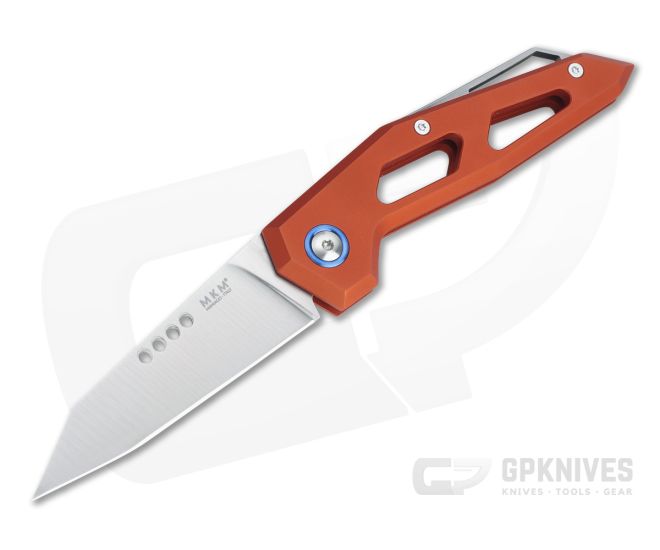MKM Edge Reverse Tanto Satin M390 Orange Aluminum Slip Joint Folder EG-AOR - MKM-EG-AOR