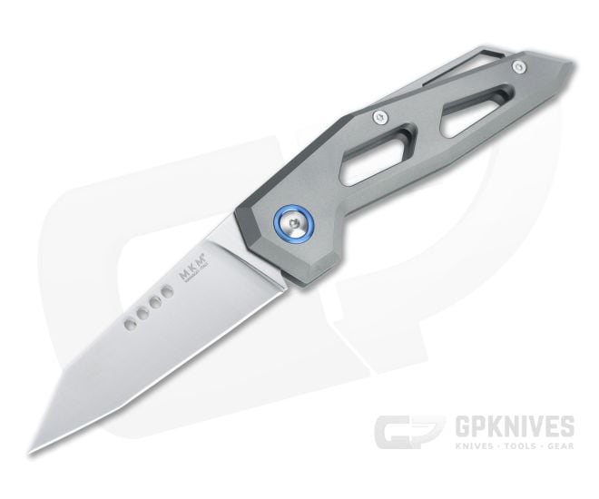 MKM Edge Reverse Tanto Satin M390 Sand Blast Titanium Slip Joint Folder EG-T - MKM-EG-T