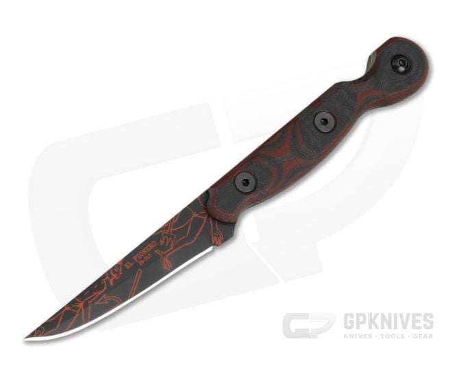 TOPS El Pionero Red/Black G10 1095 Black and Red Cerakote Diablito Edition Fixed Blade Knife (3.38" Blade) ELPOL-01 - TP-ELPOL-01