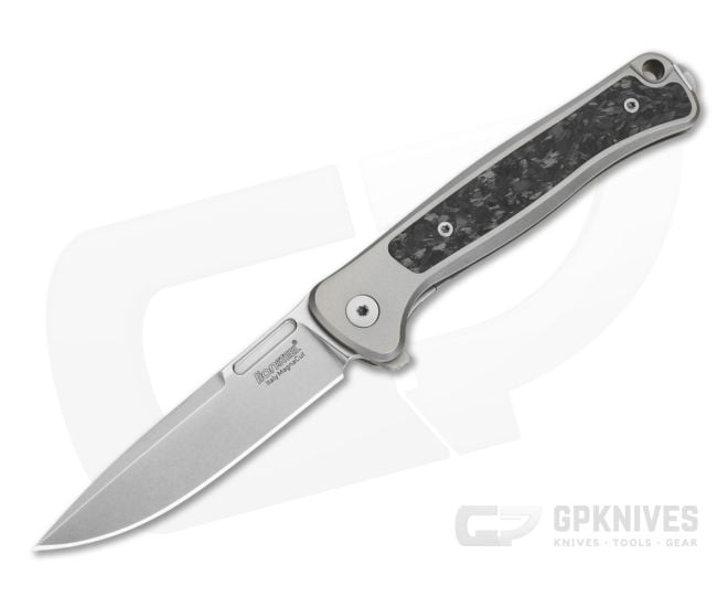 LionSteel Emmet Grey Titanium Carbon Fiber Magnacut Stonewashed Drop Point Folding Knife (2.83") EM01 GY - LS-EM01-GY