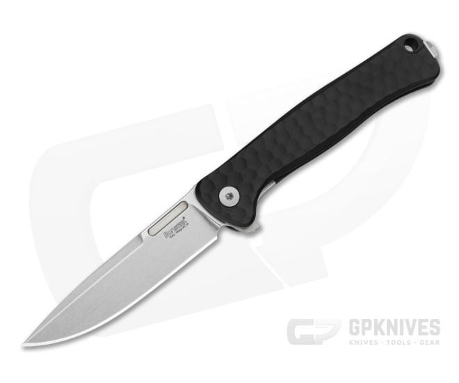 LionSteel Emmet Black Aluminum Magnacut Stonewashed Drop Point Folding Knife (2.83") EM01A BS - LS-EM01A-BS