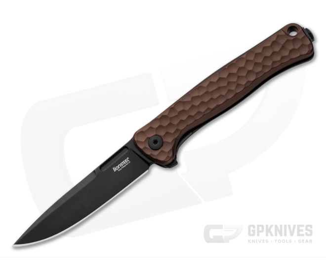 LionSteel Emmet Earth Brown Aluminum Black PVD Blade - LS-EM01A-EB