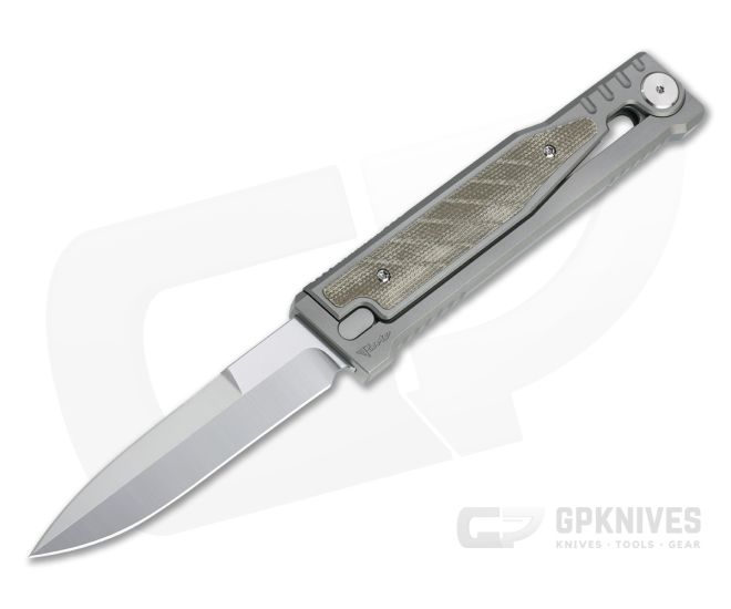 Reate EXO Exoskeleton Design Double Edge Elmax Green Micarta Manual OTF Knife - RK-EXO-DE-GM