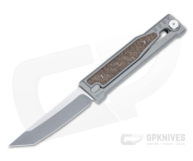 Reate EXO Exoskeleton Design Tanto CPM 3V Dark Burlap Micarta Manual OTF Knife - RK-EXO-TP-3V-DM