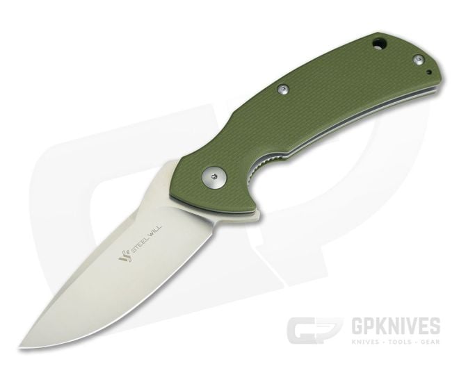 Steel Will Plague Doctor Mini Satin D2 Coarse OD Green G10 Flipper F16M-02 - SW-F16M-02