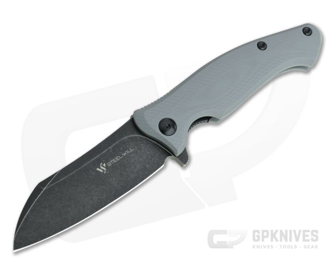 Steel Will Nutcracker Black Stonewashed N690Co Gray G10 Flipper F24-20 - SW-F24-20