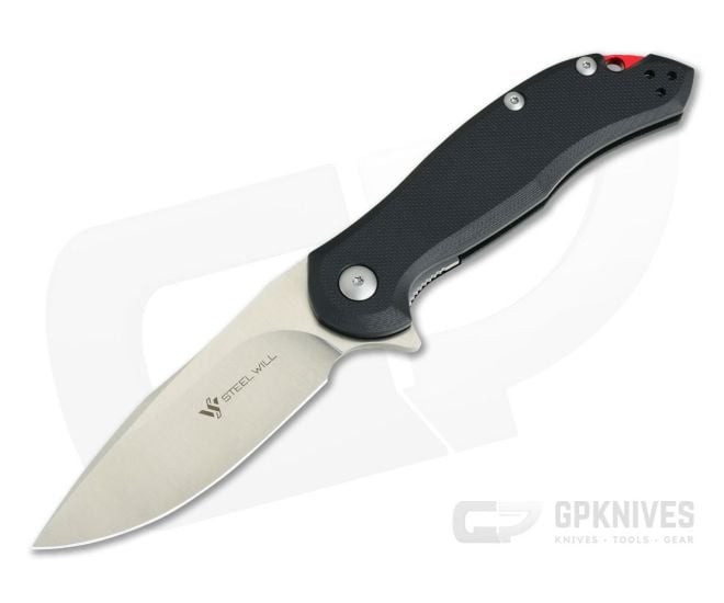 Steel Will Lanner Mini Satin D2 Flipper Black G10 F35M-01 - SW-F35M-01