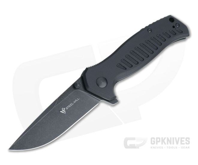 Steel Will Barghest Mini Dark Stonewashed D2 Black G10 Tactical Liner Lock Flipper F37M-03 - SW-F37M-03
