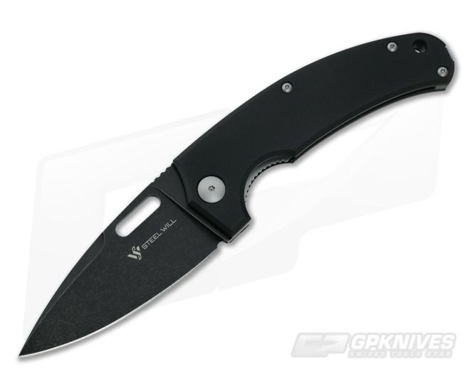 Steel Will Piercer Rumici Liner Lock Black Stonewash D2 Black G10 Folder F40-09 - SW-F40-09