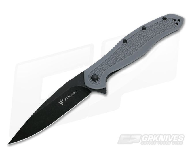 Steel Will Intrigue Black Stonewash D2 Flipper Gray FRN F45-15 - SW-F45-15