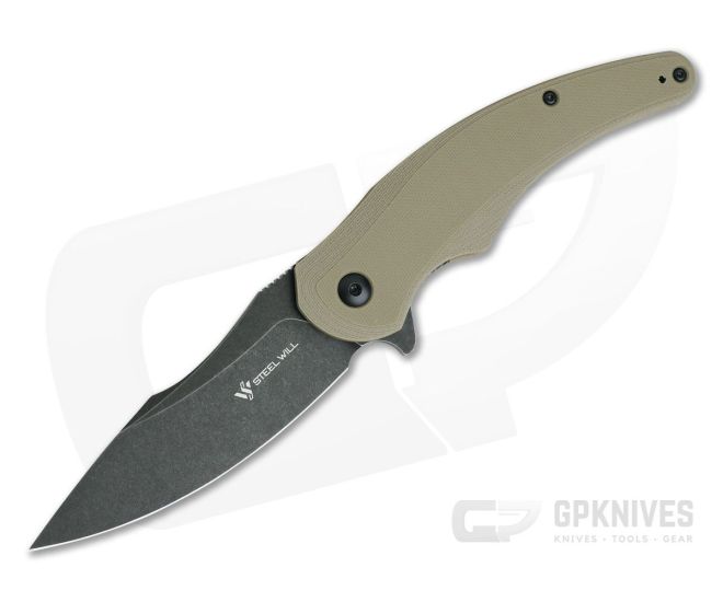 Steel Will Arcturus Flipper Black Stonewashed D2 Tan G10 F55-06 - SW-F55-06