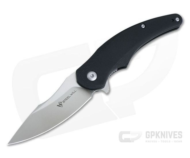 Steel Will Arcturus Mini Flipper Satin D2 Black G10 F55M-01 - SW-F55M-01