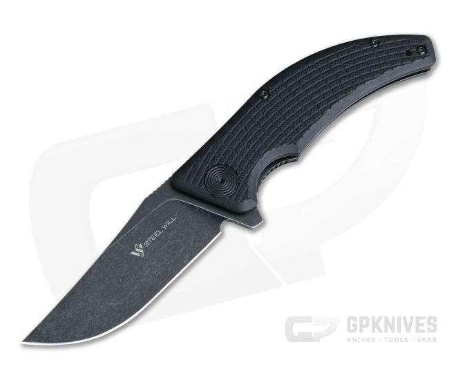 Steel Will Sargas Black Stonewashed D2 Black G10 Liner Lock Flipper F60-08 - SW-F60-08