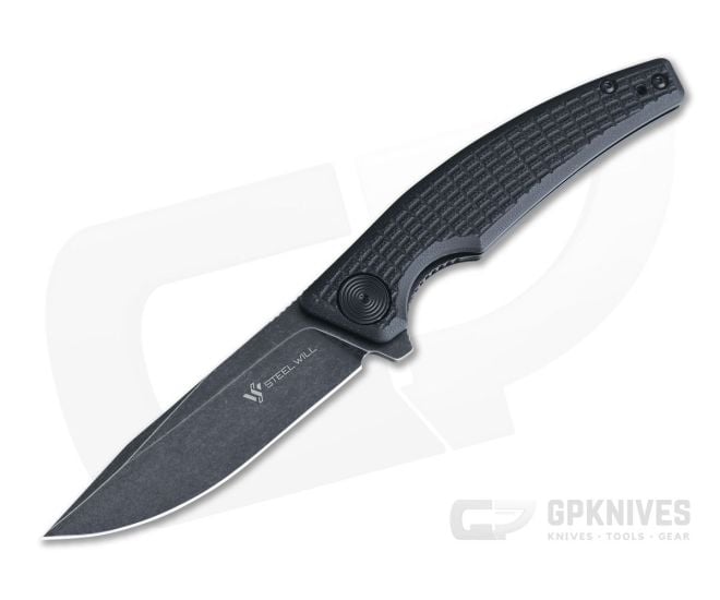 Steel Will Shaula Black Stonewashed D2 Black G10 Liner Lock Flipper F61-08 - SW-F61-08