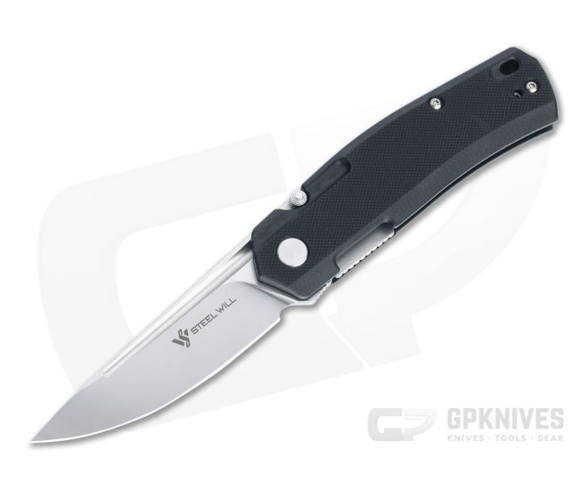 Steel Will Fjord Satin D2 Black G10 Liner Lock Front Flipper F71-01 - SW-F71-01