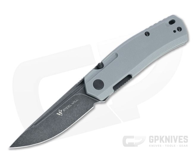 Steel Will Fjord Black Stonewashed D2 Gray G10 Liner Lock Front Flipper F71-28 - SW-F71-28
