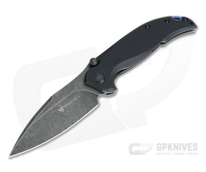 Steel Will Scylla Black Stonewashed D2 Black G10 Top Flipper F79-07 - SW-F79-07