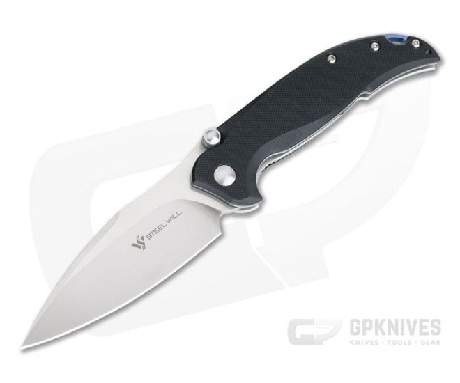 Steel Will Scylla Satin D2 Black G10 Top Flipper F79-10 - SW-F79-10