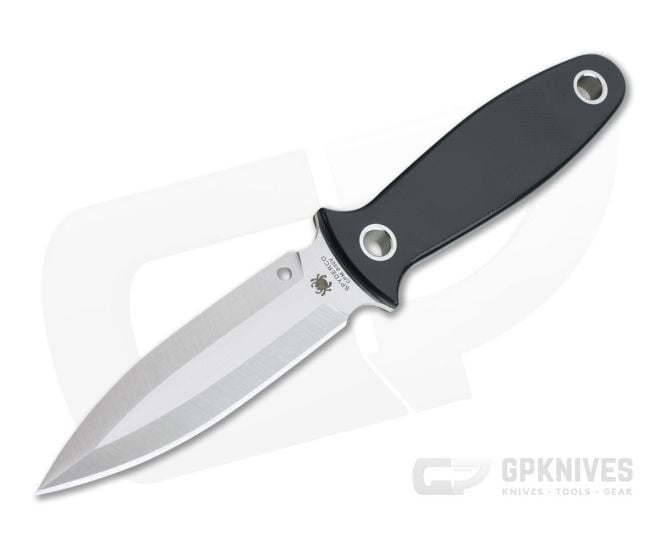 Spyderco Nightstick Single Edge Dagger Boot Knife Black G10 Satin S30V Fixed Blade FB47GP - SP-FB47GP