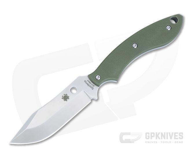 Spyderco Stok EDC Fixed Blade OD Green G10 Satin Bowie Blade FB49GPOD - SP-FB49GPOD