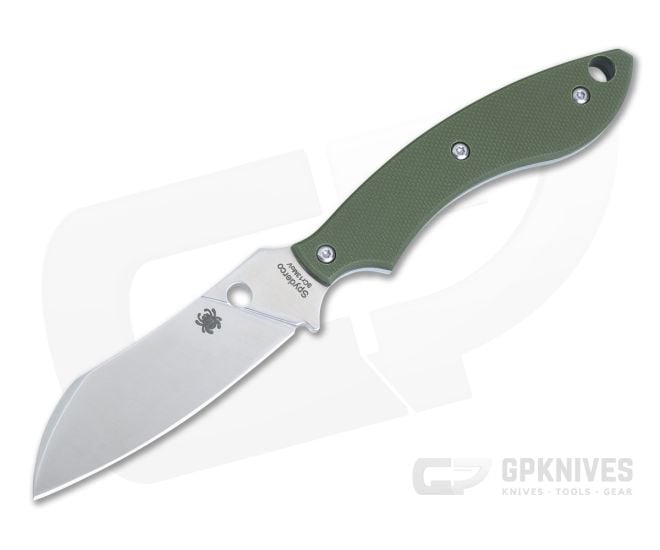 Spyderco Stok EDC Fixed Blade OD Green G10 Satin Drop Point Blade FB50GPOD - SP-FB50GPOD