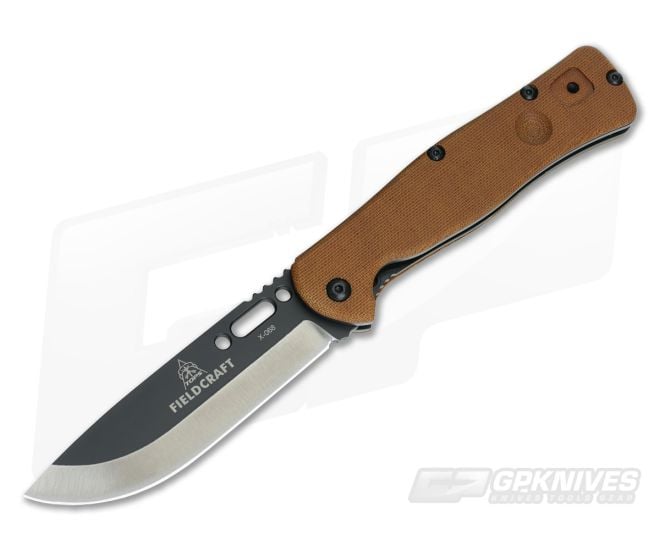 TOPS Knives Fieldcraft Folder Large Liner Lock Tan Micarta FCF-01 - TP-FCF-01