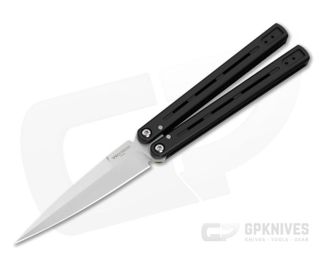 Protech FlyFather 2 Balisong Black Channel Handles Satin Blade - PT-FF2101