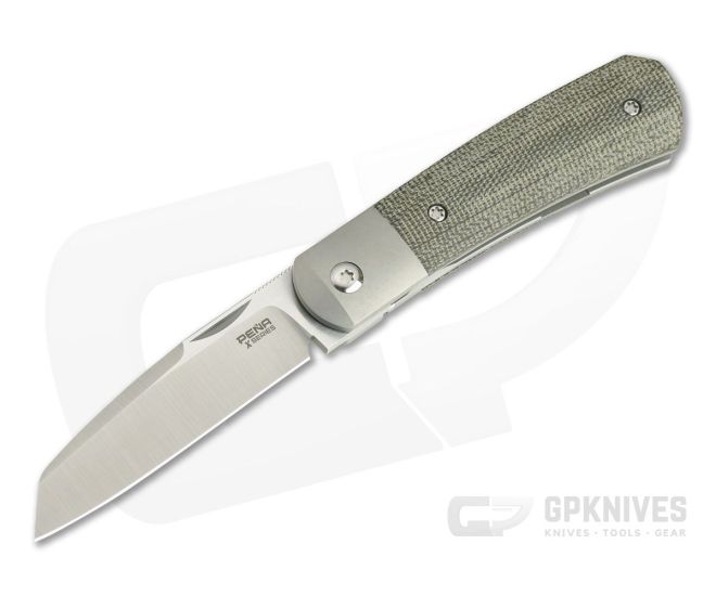 Pena Knives X Series Front Flipper Apache Bolstered Green Canvas Micarta - PK-FFA-GCM