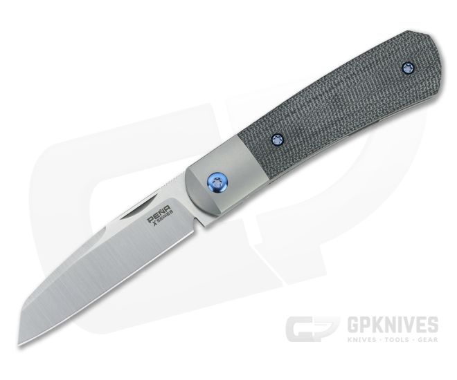 Pena Knives X Series Front Flipper Apache GPKnives Exclusive Black Micarta Blue Hardware - PK-FFA-GPK