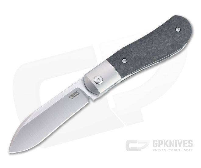Pena Knives X Series Front Flipper Dogleg Jack Bolstered Marbled Carbon Fiber - PK-FFDJ-MCF