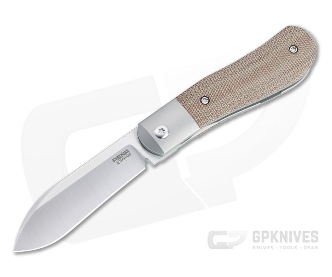 Pena Knives X Series Front Flipper Dogleg Jack Bolstered Natural Canvas Micarta - PK-FFDJ-NCM