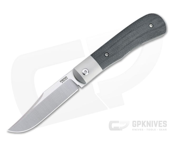 Pena Knives X Series Large Texas Trapper Bolstered Black Canvas Micarta M390 Front Flipper - PK-FFLT-BCM