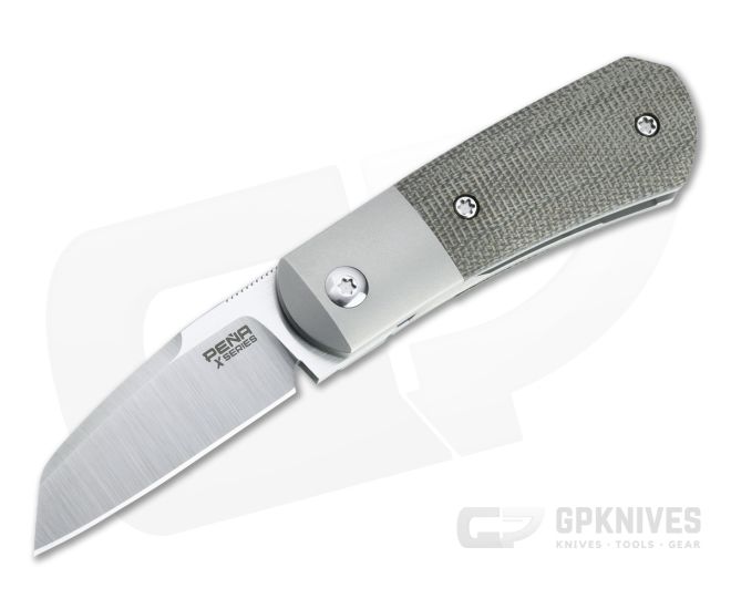 Pena Knives X Series Front Flipper Micro Apache Bolstered Green Canvas Micarta - PK-FFMA-GCM