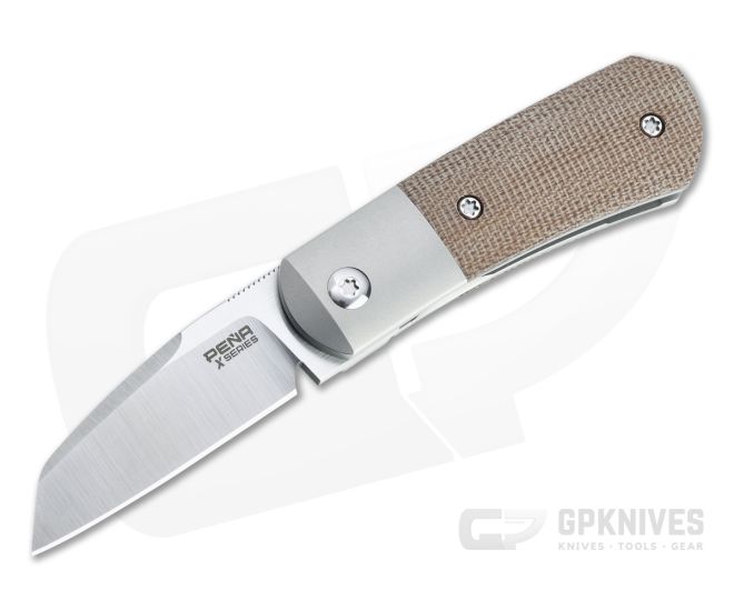 Pena Knives X Series Front Flipper Micro Apache Bolstered Natural Brown Canvas Micarta - PK-FFMA-NCM